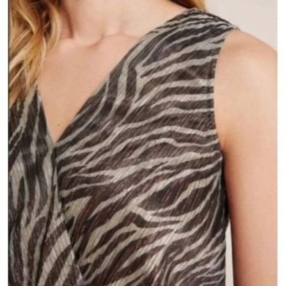 ANTHROPOLOGIE Eri + Ali Kasi Shimmer Top Zebra Print Sz XS NWT Ret $68 - Picture 15 of 15